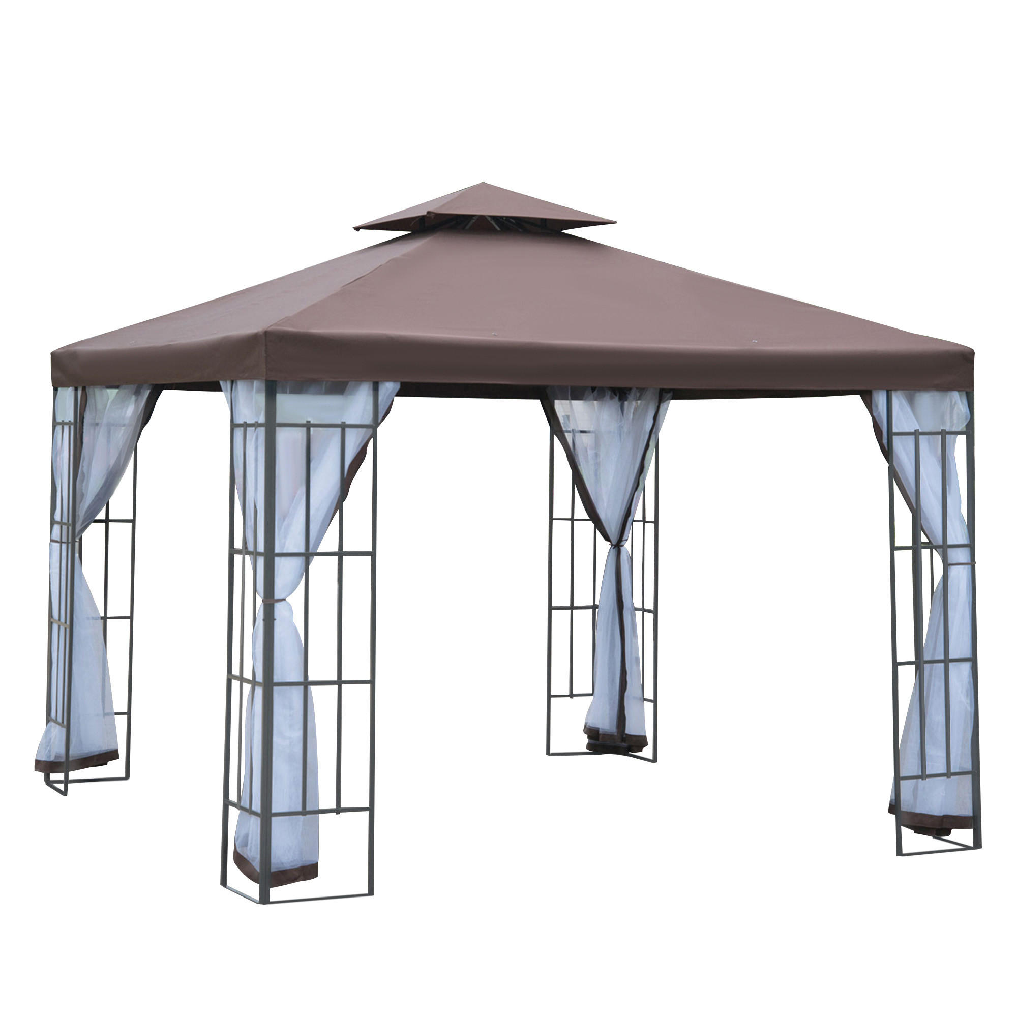 PAVILLON 2,97x2,97 m Moskitonetz - Mokka, Metall (297/270/297cm) - Fortuna Lai
