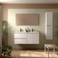 BADEZIMMERMÖBEL NOJA 1200 2 Türen und 2 Schubladen WHITE GLOSS + Waschtisch + Spiegel - Weiß Hochglanz/Schwarz, Metall (45/54/120cm) - Salgar