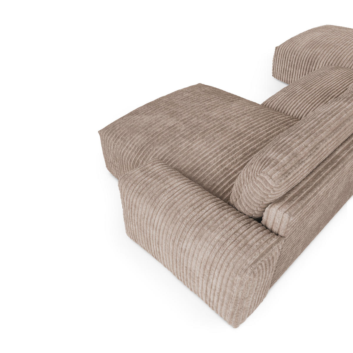 WOHNLANDSCHAFT Gerippter Samt XXL Taupe 220cm - Taupe, Textil (220/75/120cm) - Sia Home