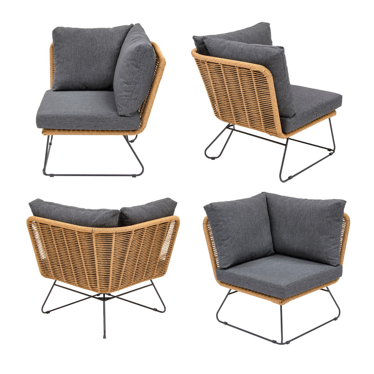 GARTEN-ECKLOUNGE Montreux Grau Polyrattan für 6 Personen - Grau, Kunststoff - bellavista - Home & Garden