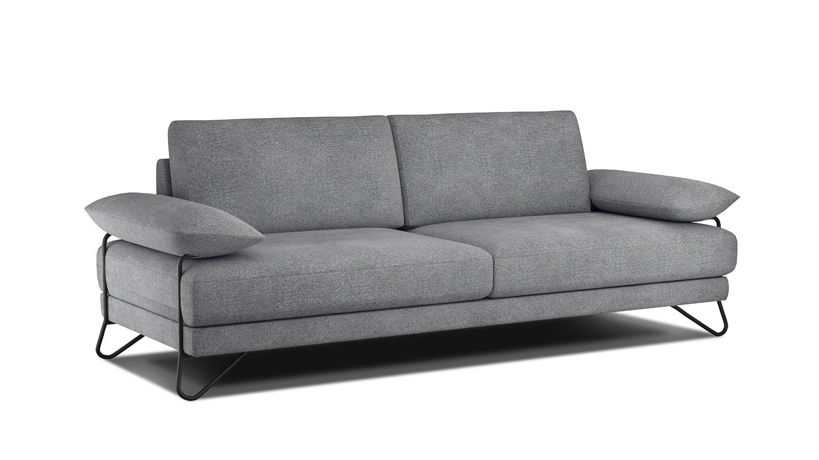 SOFA LORI 3-Sitzer, grau - Schwarz/Grau, Holzwerkstoff/Textil (245/87/96cm) - Courtois Laville