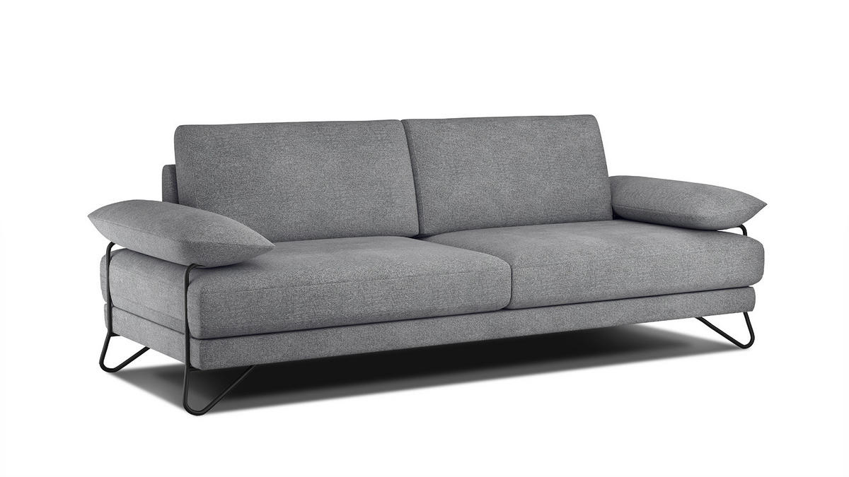SOFA LORI 3-Sitzer, grau - Schwarz/Grau, Holzwerkstoff/Textil (245/87/96cm) - Courtois Laville