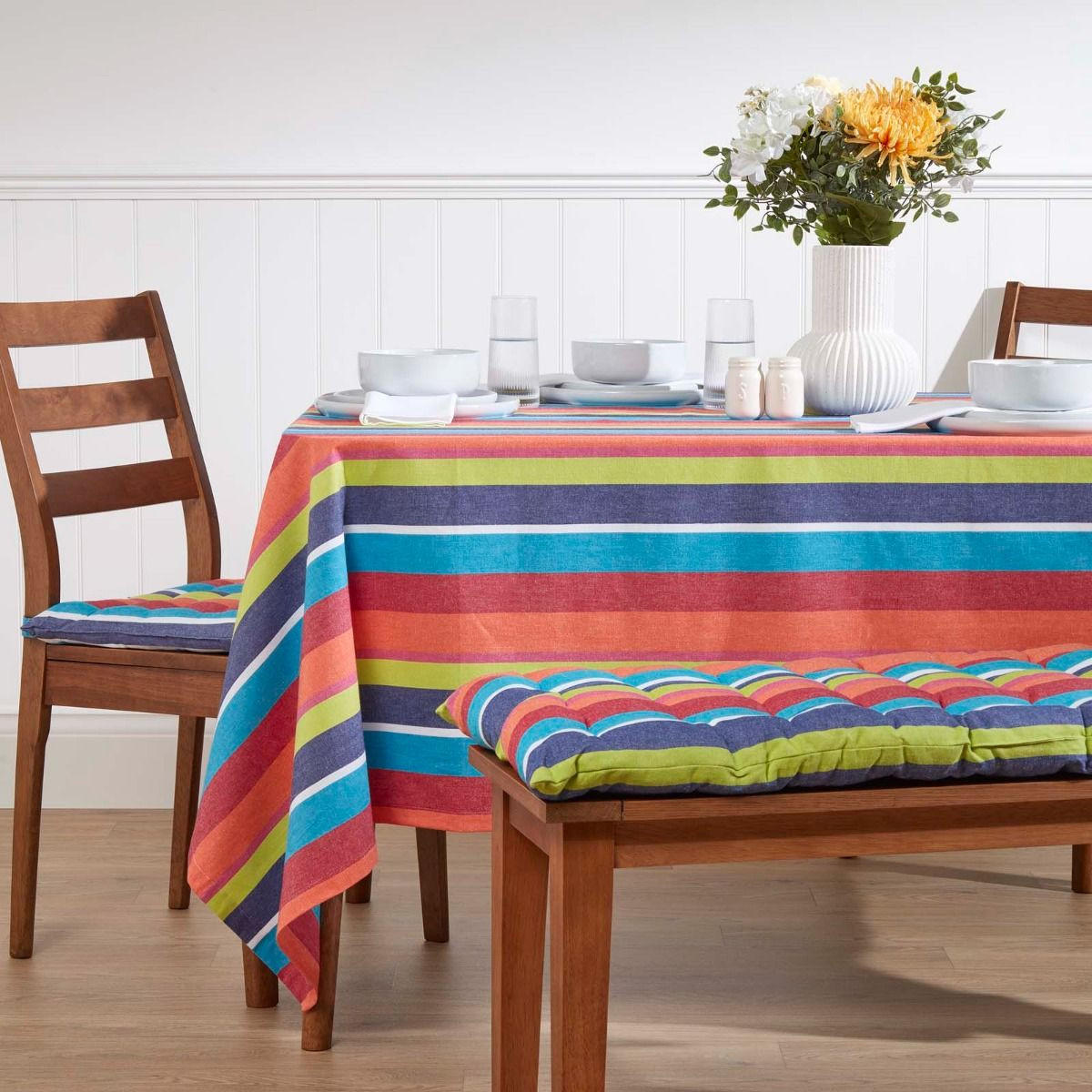 BANKAUFLAGE bunt gestreift, 3-Sitzer 143/48/5 cm - Multicolor, Textil (143/48/5cm) - Homescapes