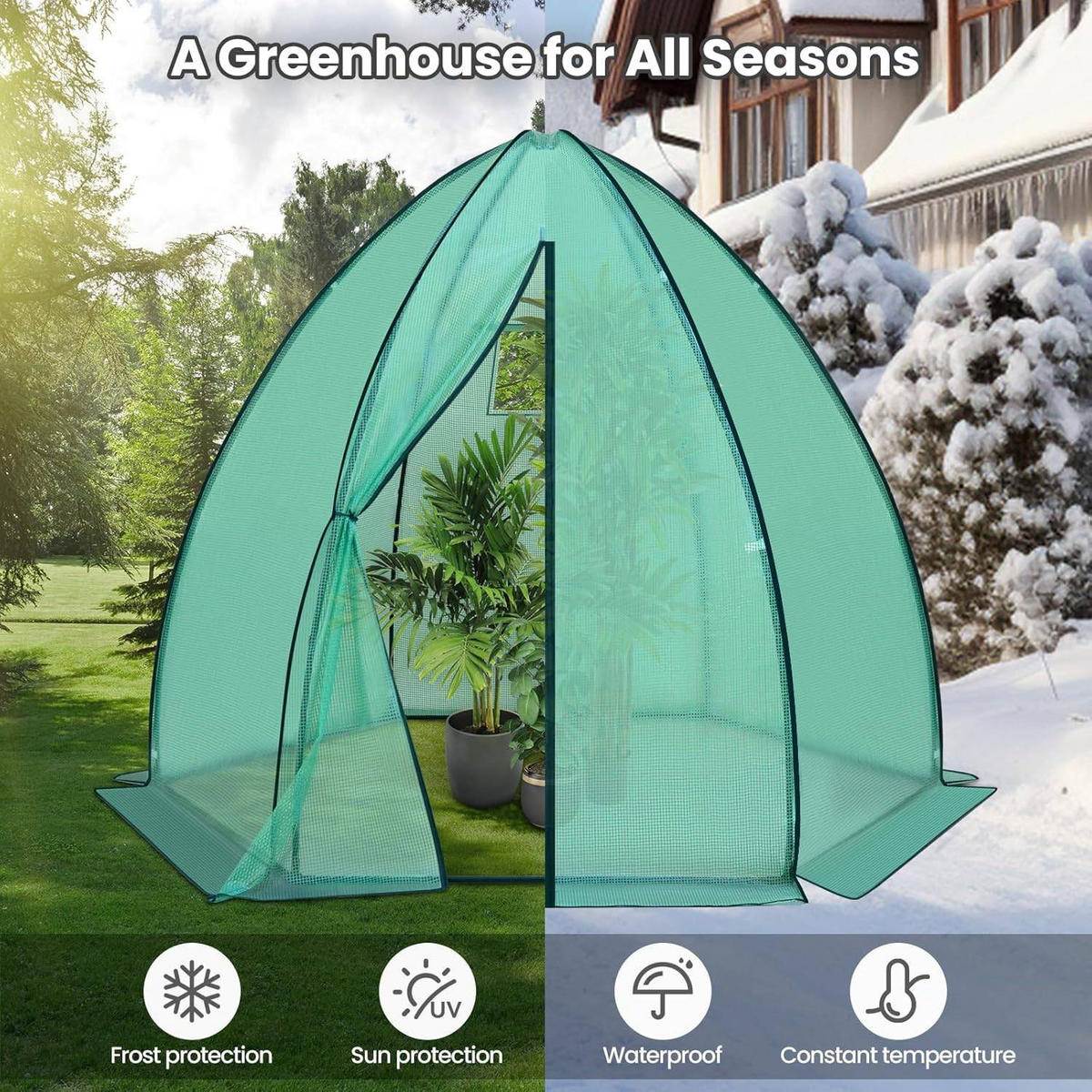 FOLIENGEWÄCHSHAUS, PE-halbdurchsichtiges Tomatengewächshaus - Grün, Textil/Metall (240/200/200cm) - Woltu