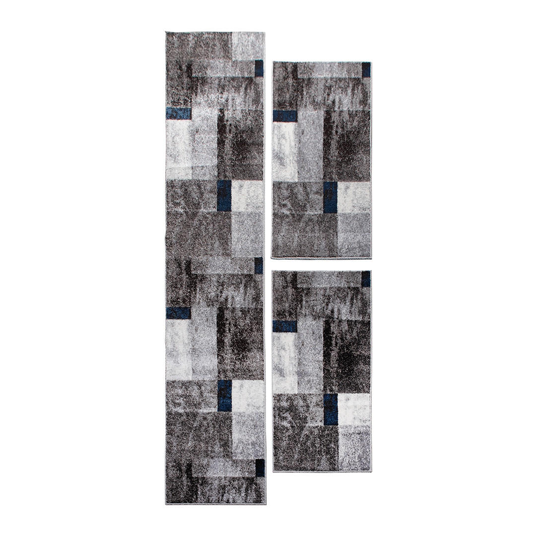 BETTUMRANDUNG Phönix abstraktes Design blau 1 x 67 x 340 cm, 2 x 67 x 140 cm Set 3-teilig - Blau, Kunststoff/Textil (67/620cm)