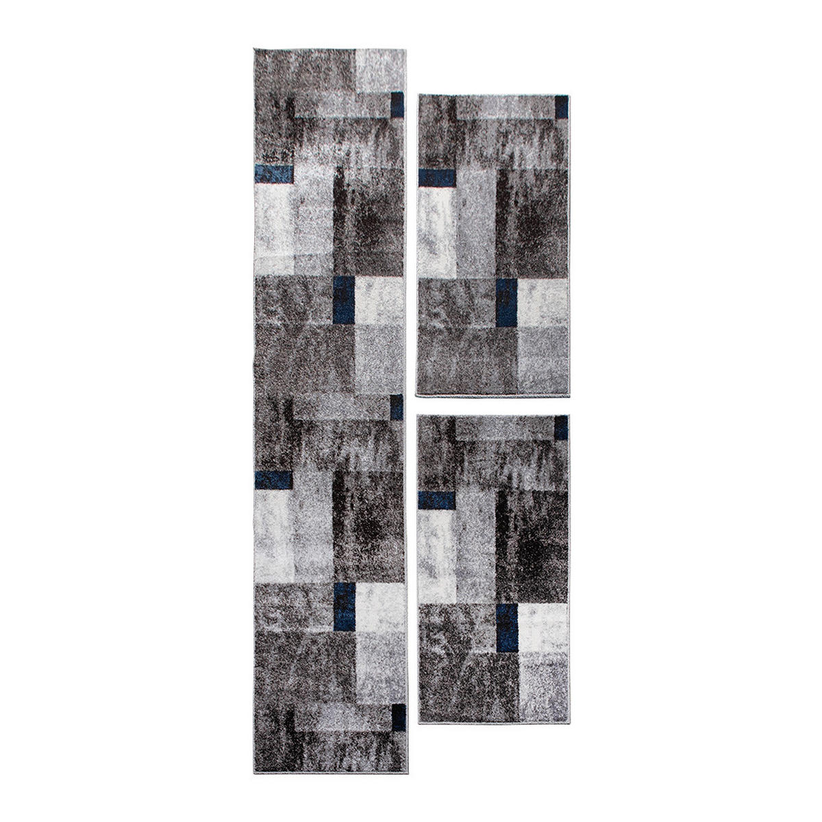 BETTUMRANDUNG Phönix abstraktes Design blau 1 x 67 x 340 cm, 2 x 67 x 140 cm Set 3-teilig - Blau, Kunststoff/Textil (67/620cm)