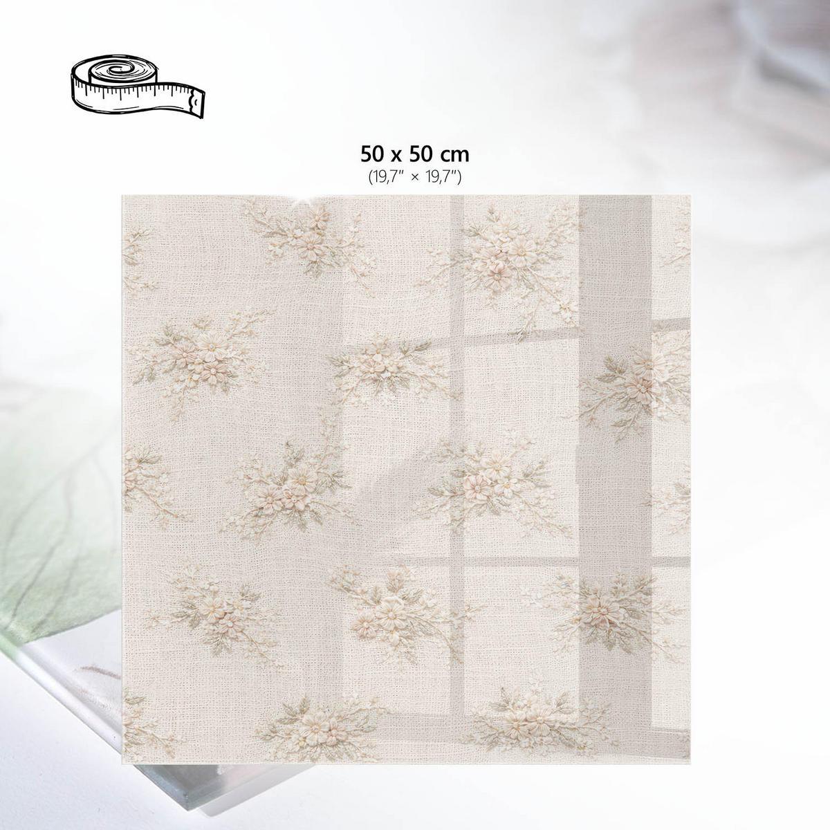 TISCHPLATTE 50x50 cm – Blumenmuster - Weiß, Glas (0.4/50/50cm) - Wallfluent