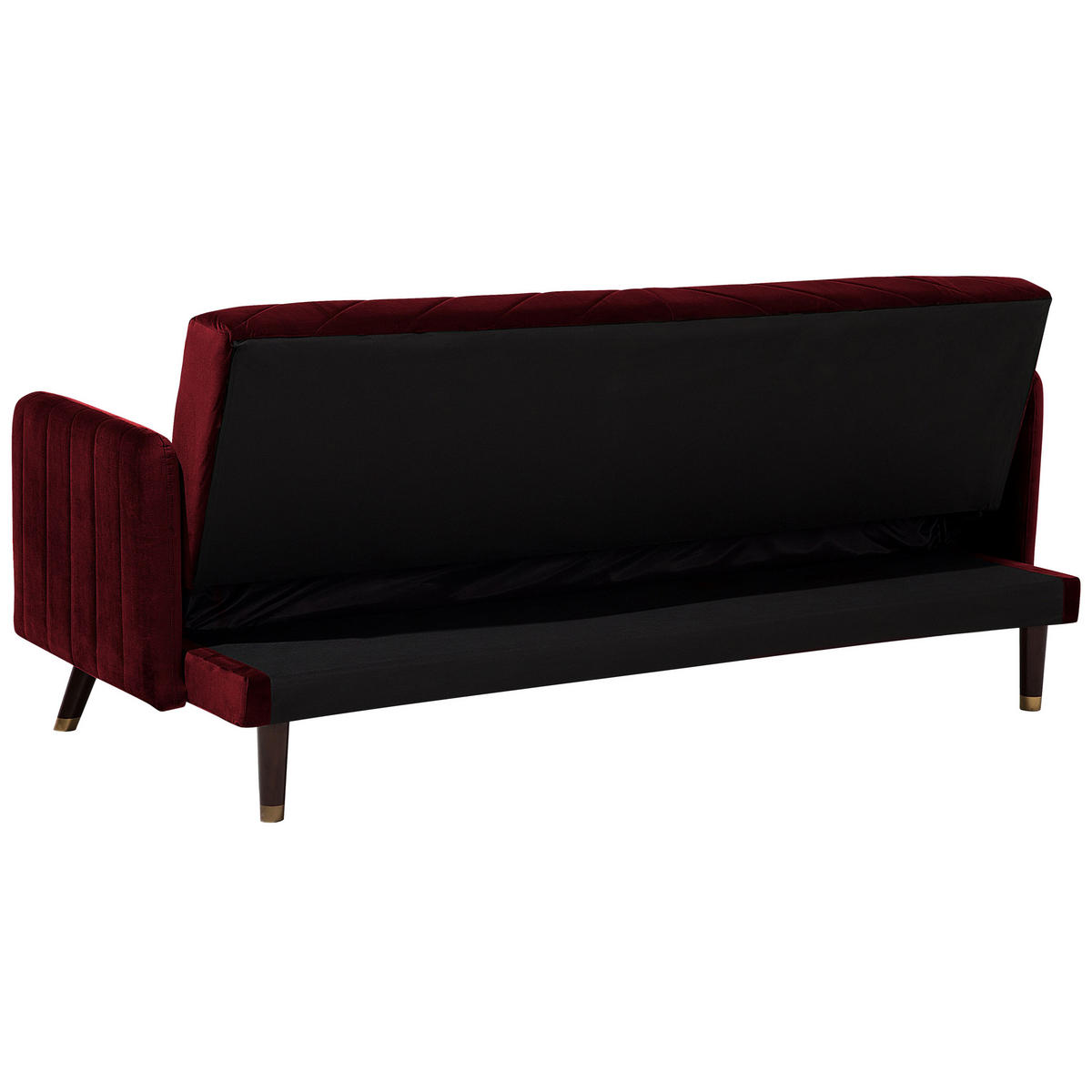 3-SITZER-SCHLAFSOFA Samtstoff Rot Senja - Dunkelrot, Textil (200/87/95cm) - Beliani