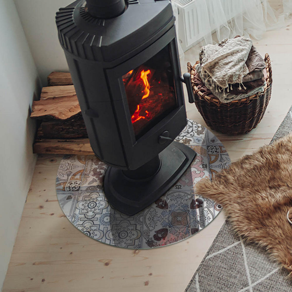 GLASPLATTE für Kamin Ø 60 cm - Grau, Glas (60/60/0.4cm) - TULUP