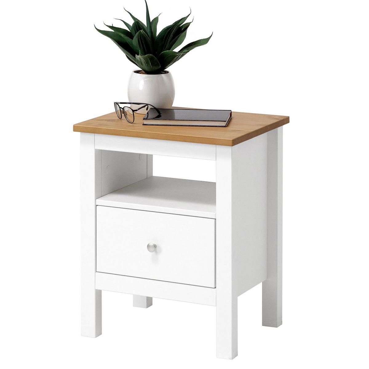 NACHTTISCH Massivholz 37/45/55 cm - Kirschbaumfarben/Weiß, Holz (45/55/37cm) - hagge home