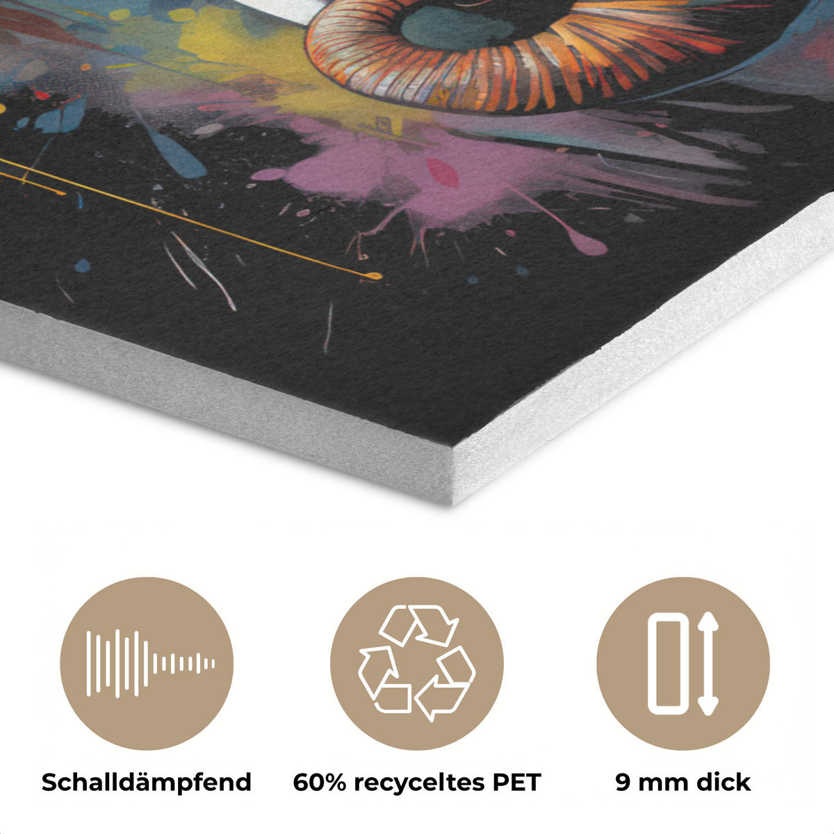 AKUSTIKPANEEL Elefant - Graffiti - Schwarz - Tiere - Farben 70x100 cm - Schwarz, Textil (70/0.9/100cm) - MuchoWow