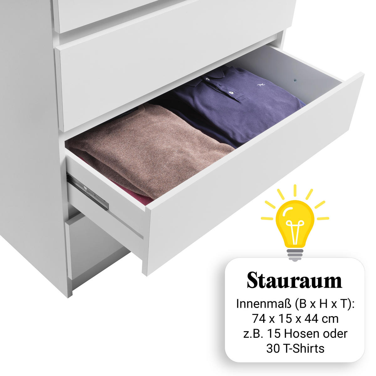 KOMMODE mit 4 Schubladen 80cm breit in weiß - Weiß, Holz (50/100/80cm) - Home Collective