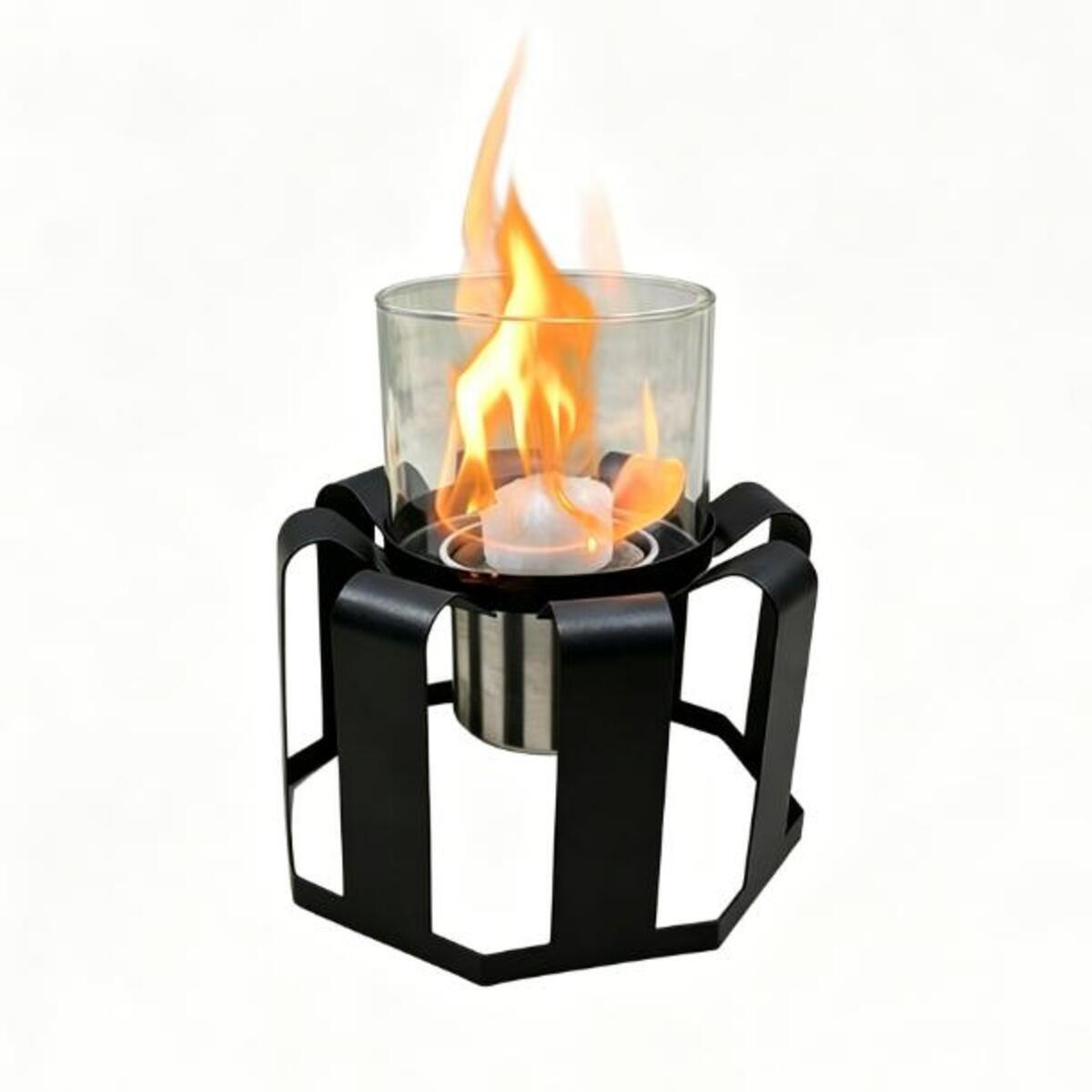BIOETHANOL-KAMIN Weiß 16/16/17.5 cm - Schwarz, Metall (16/17.5/16cm) - Authentics