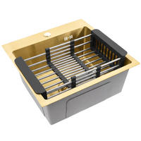 STAHLSPÜLE Mit 3-teiligem Zubehörset Rea Leo 40 Brush Gold Beige Accessoires - Goldfarben, Metall (40/18.5/45cm) - REA