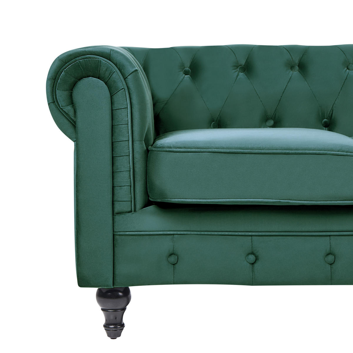 3-SITZER-SOFA Samtstoff Grün Chesterfield - Hellgrün, Textil (202/70/75cm) - Beliani