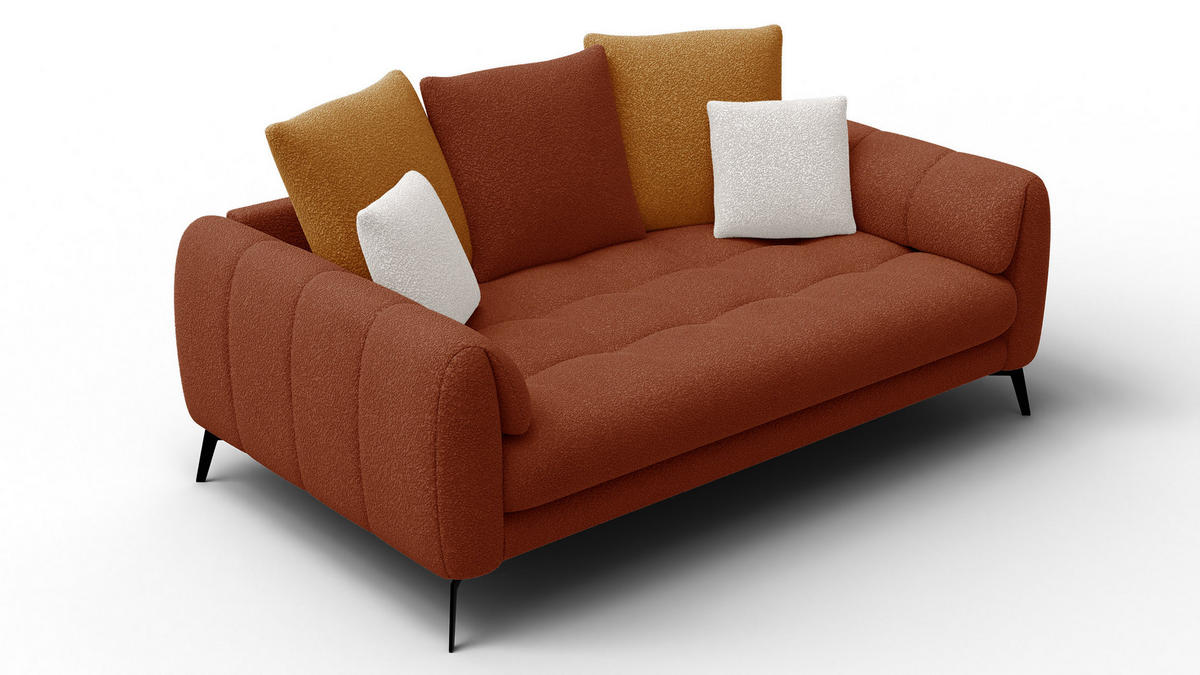 SOFA CALME 2,5-Sitzer, dunkelorange und écru - Dunkelorange, Holz/Textil (199/92/108cm) - Courtois Laville