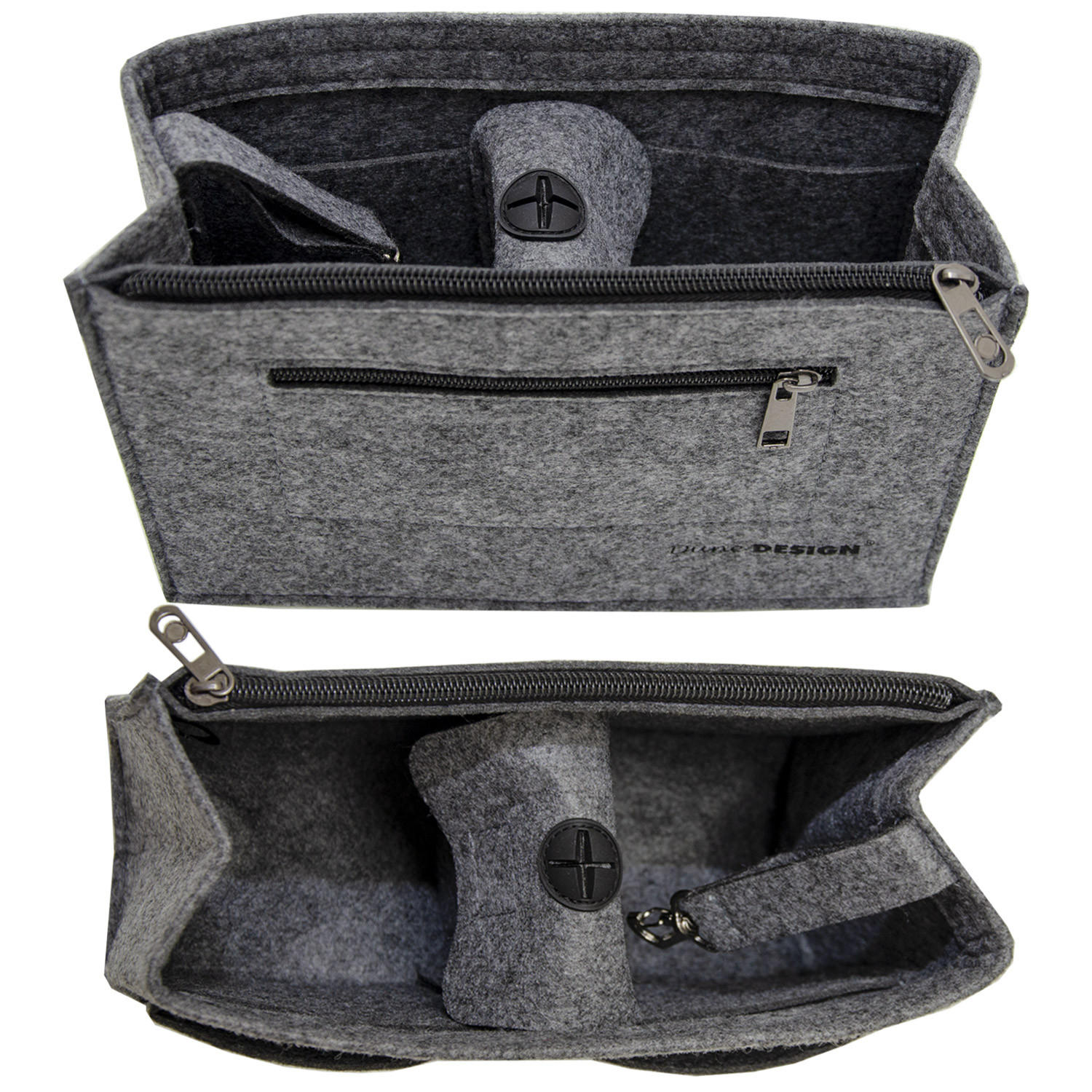 TASCHENORGANIZER S, Filz, 23x10x16cm, Grau - Grau, Kunststoff (23/10/16cm) - Dunedesign