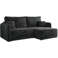 ECKSCHLAFSOFA MESTO L Dunkelgrau Plüsch - rechts - Dunkelgrau/Schwarz, Kunststoff/Textil (147/227cm) - MKS