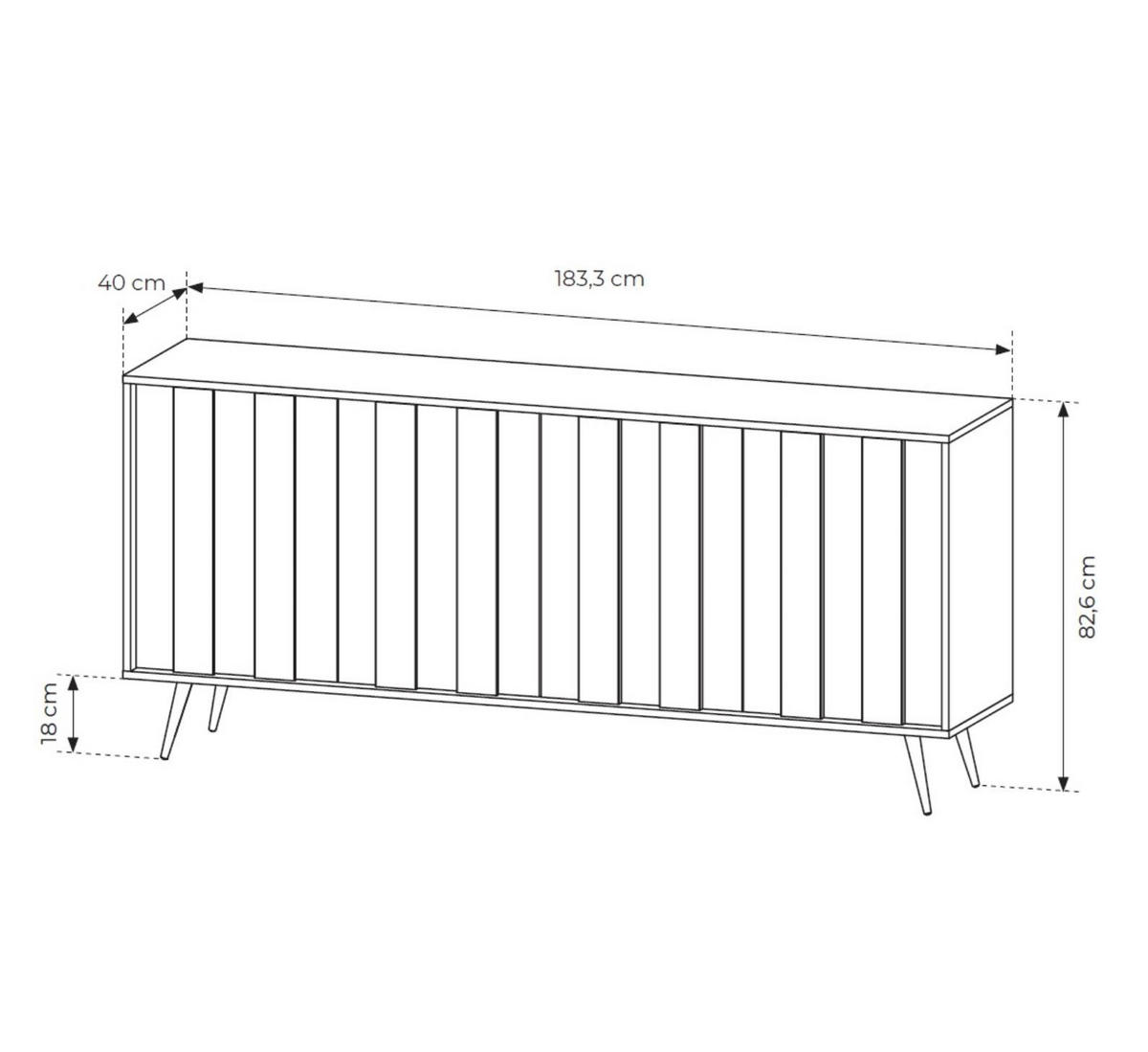 SIDEBOARD FARO, mit LED, Breites Kommode - Eichefarben, Holzwerkstoff (183/83/40cm) - Bettso