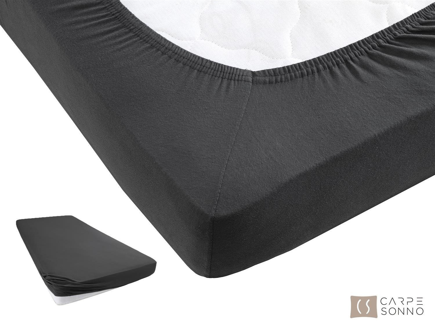 Thumbnail - Carpe Sonno Jersey-Spannbettlaken, Anthrazit, Textil, Uni, Füllung: Baumwollfüllung, Rechteckig, 160x200 cm, Oeko-Tex® M...