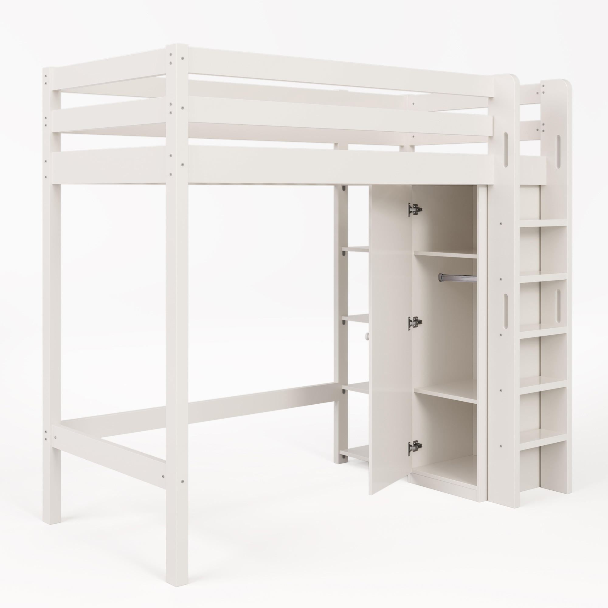 ComfortXL Hochbett Weiß 90x200 cm