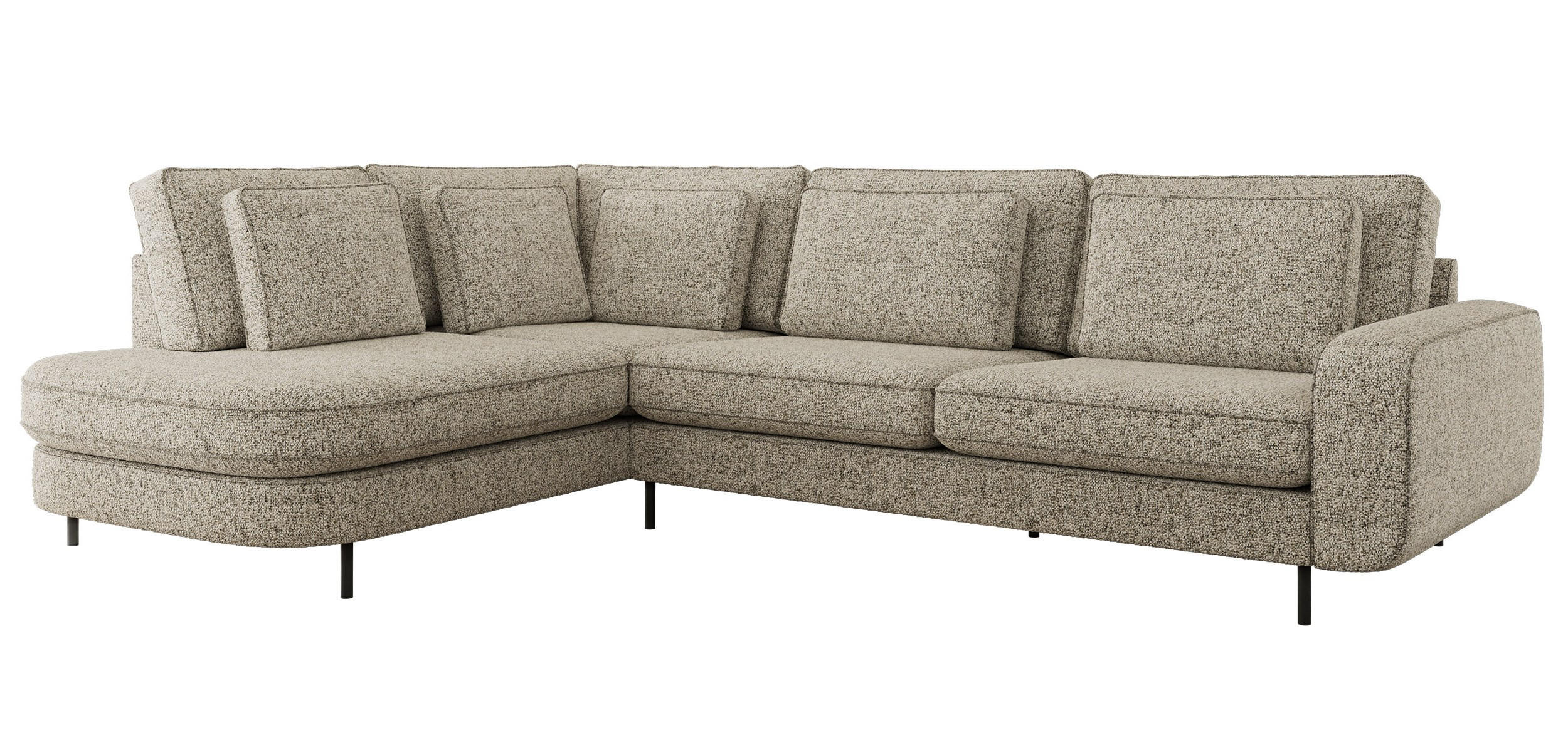 ROHOVÁ SEDAČKA CALENO L - Béžová Strukturovaná látka - Pravá Strana - černá/béžová, kov/textil (317/225cm) - MKS