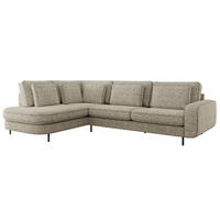 ROHOVÁ SEDAČKA CALENO L - Béžová Strukturovaná látka - Pravá Strana - černá/béžová, kov/textil (317/225cm) - MKS