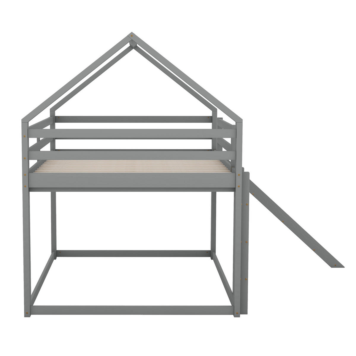 ETAGENBETT mit Rutsche und Leiter 140x200 cm Kiefernholz Grau - Grau, Holzwerkstoff (140/200cm) - Beauniv