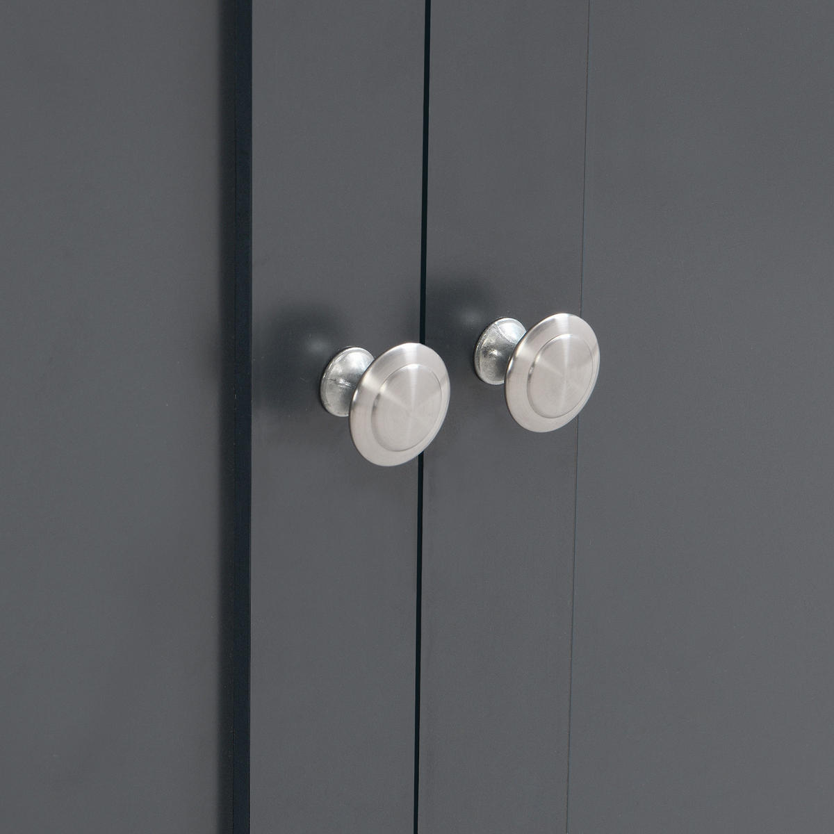 IN Grau Kommode mit Holzmaserung, 4 Türen und 3 Schubladen für Wohnzimmer und Esszimmer, B160/T37/H75cm - Schwarz/Grau, Holzwerkstoff/Metall (160/75/37cm) - STILVORA