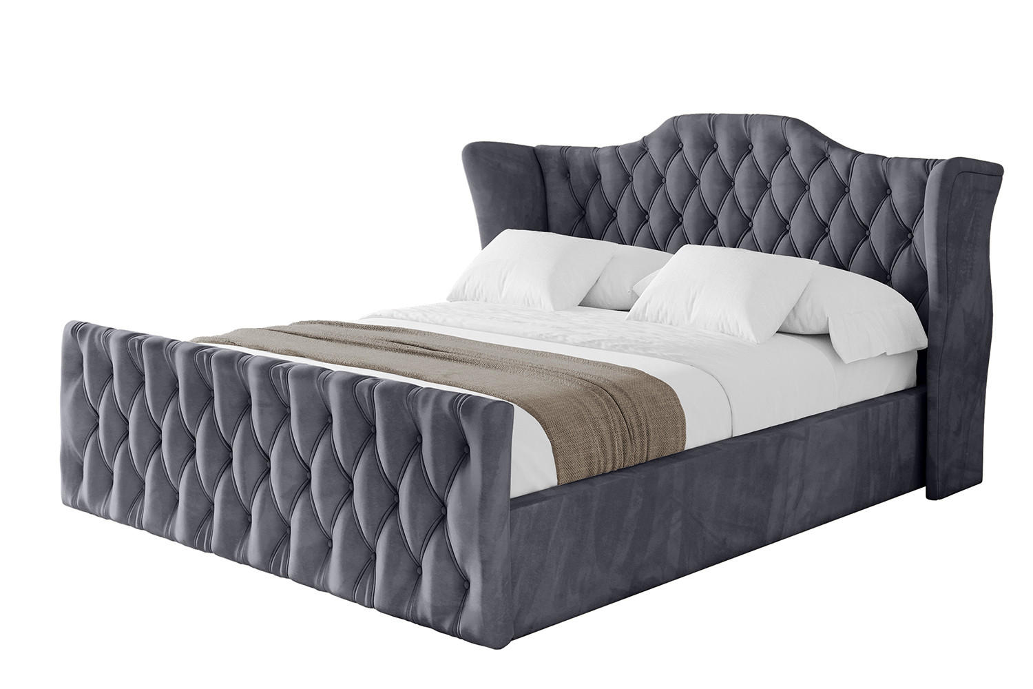 POLSTERBETT mit Bettkasten, Fußteil und Lattenrost, Boxbett ohne Matratze - ZORAN-Z 180x200 Dunkelgrau - Dunkelgrau, Holzwerkstoff/Textil (180/200cm) - ALTDECOR