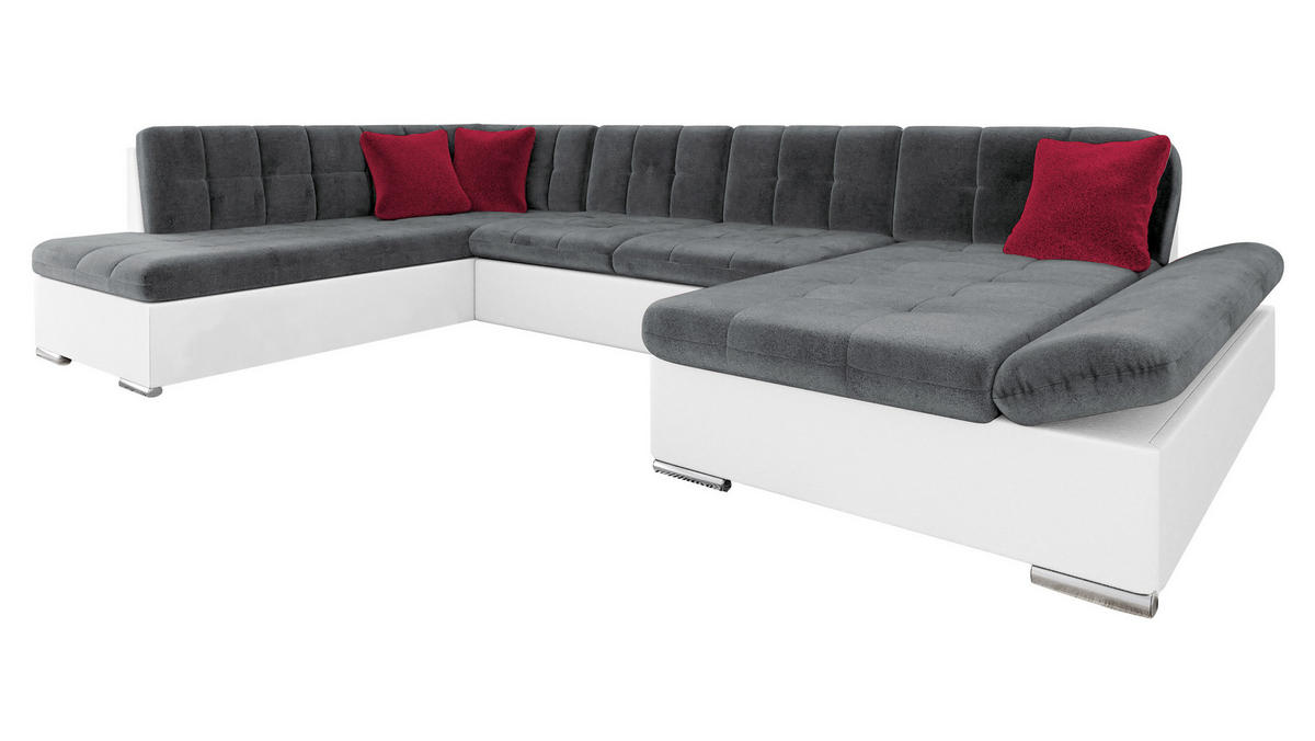 ECKSOFA Bergen, Seite: Rechts - Dunkelgrau/Silberfarben, Holz/Textil (345/76/205cm) - MIRJAN24