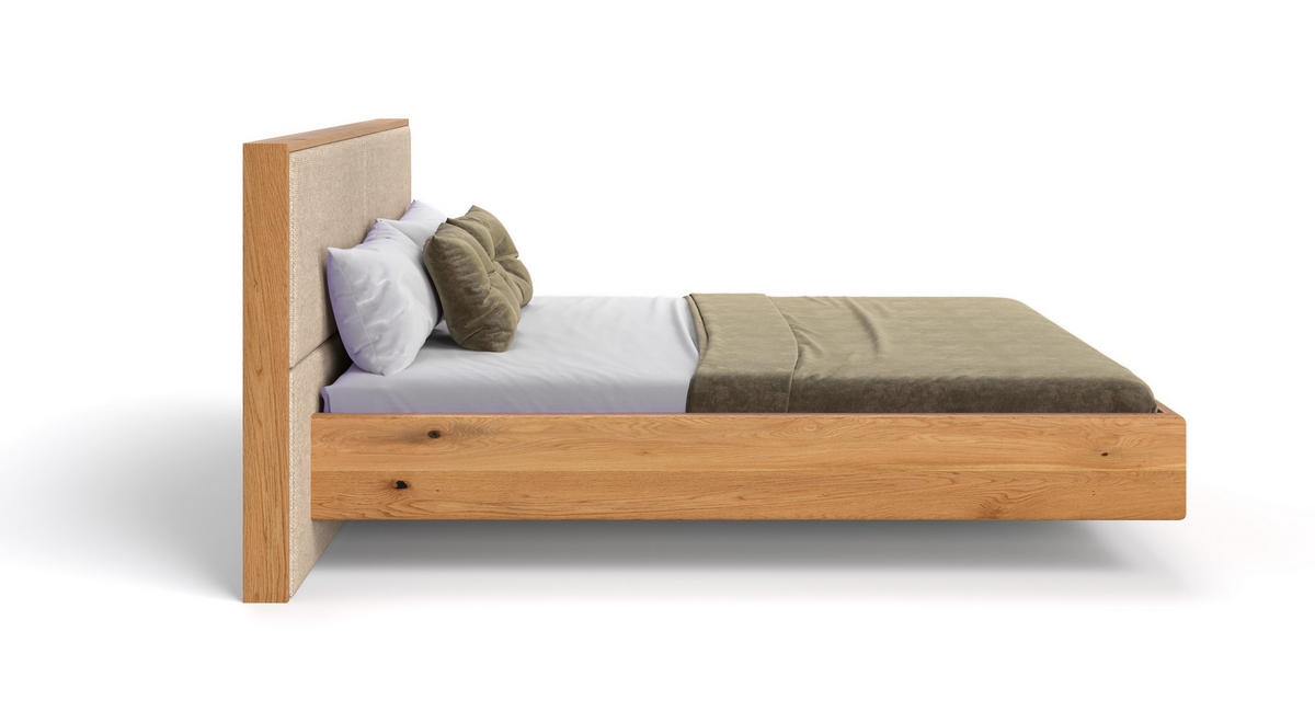 MASSIVHOLZBETT schwebend Dome aus Eiche 180x220 cm, Storm 06 (Beige) - Eichefarben/Braun, Holz (180/220cm) - Danzz