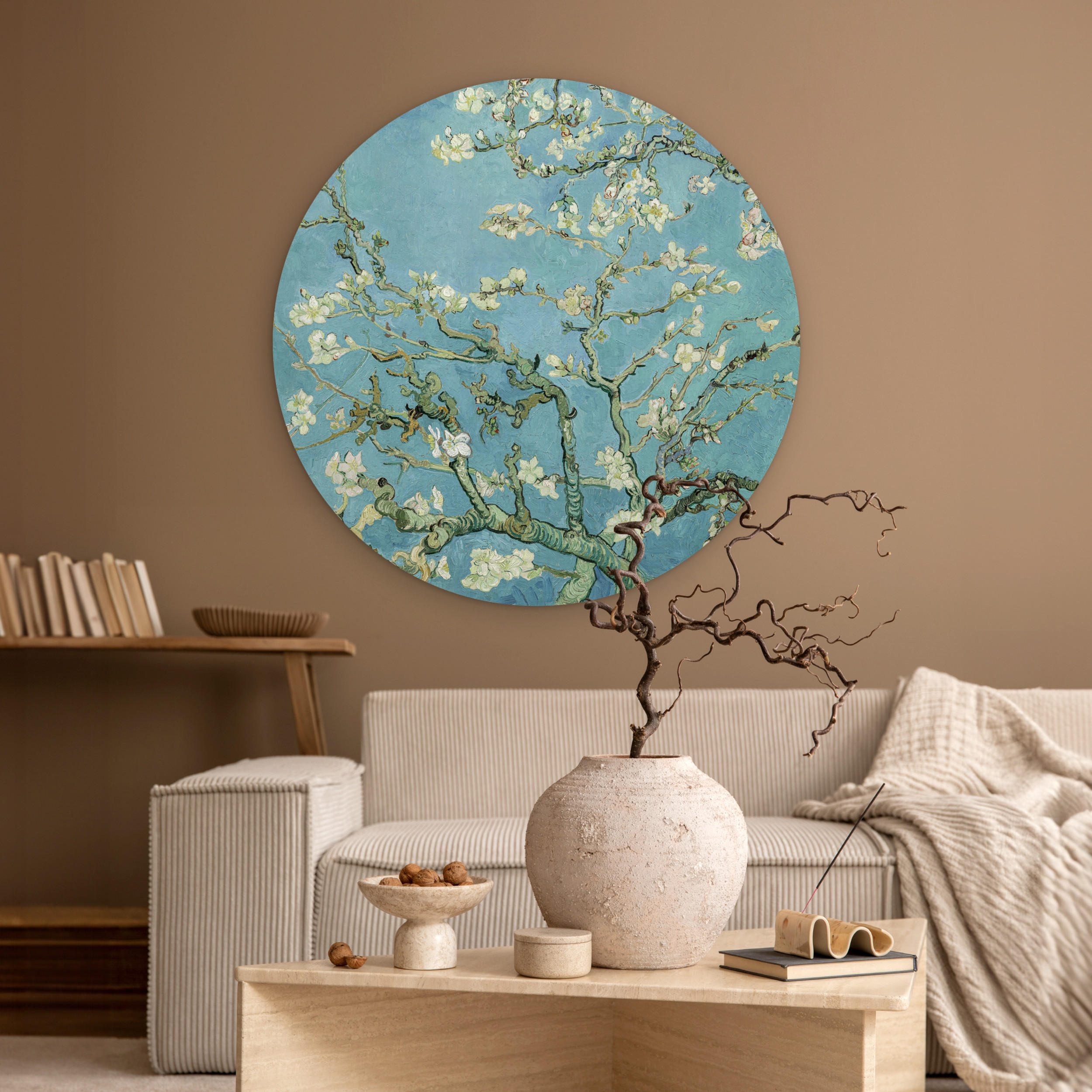 WANDBILD Van Gogh - Mandelblüte - Alte Meister - Kunst - Vintage 90x90 cm - Pastellblau, Kunststoff (90/90cm) - MuchoWow
