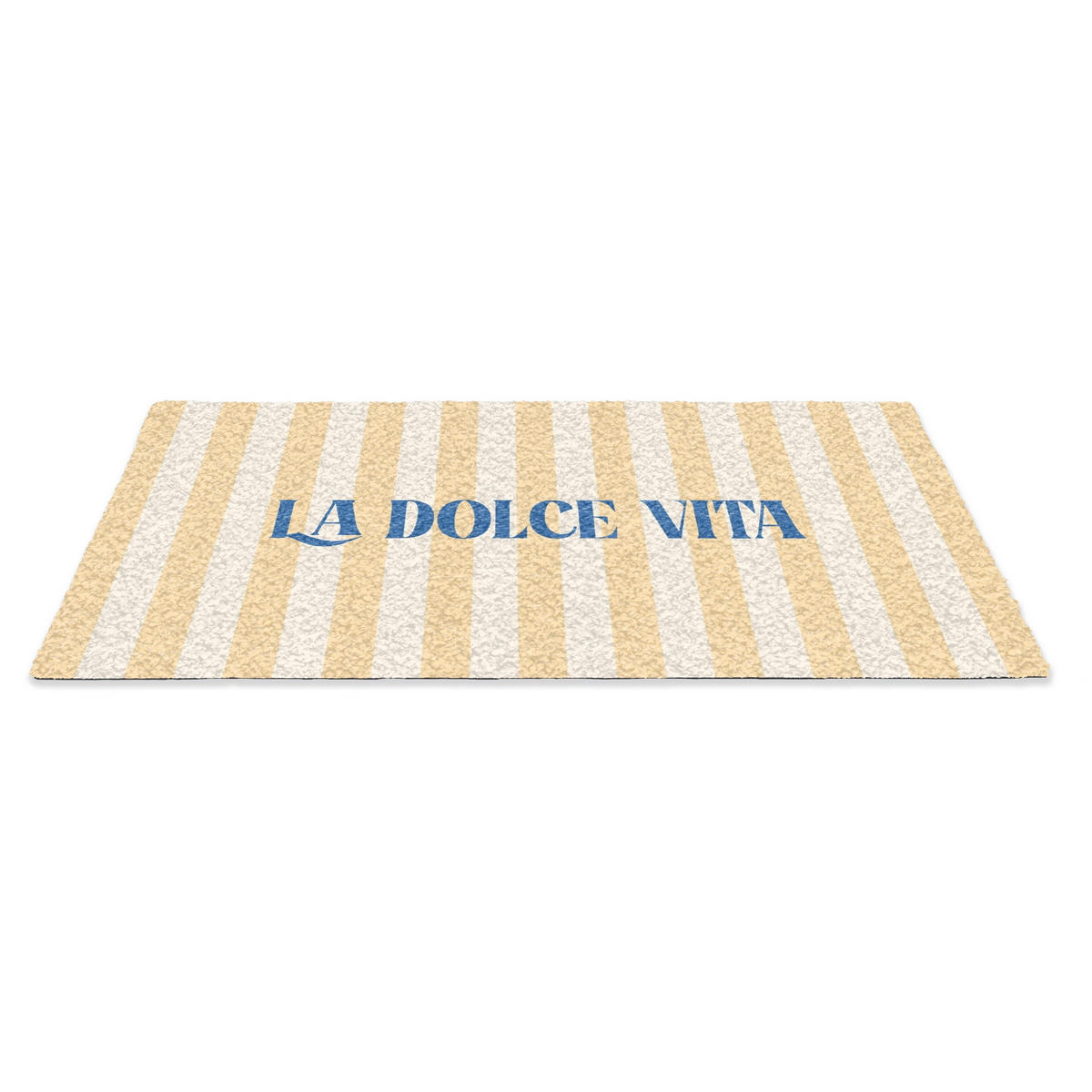 FUSSMATTE Blau – Gelb – Streifen – La Dolce Vita 90x60 cm - Hellgelb, Kunststoff (90/0.4cm) - MuchoWow