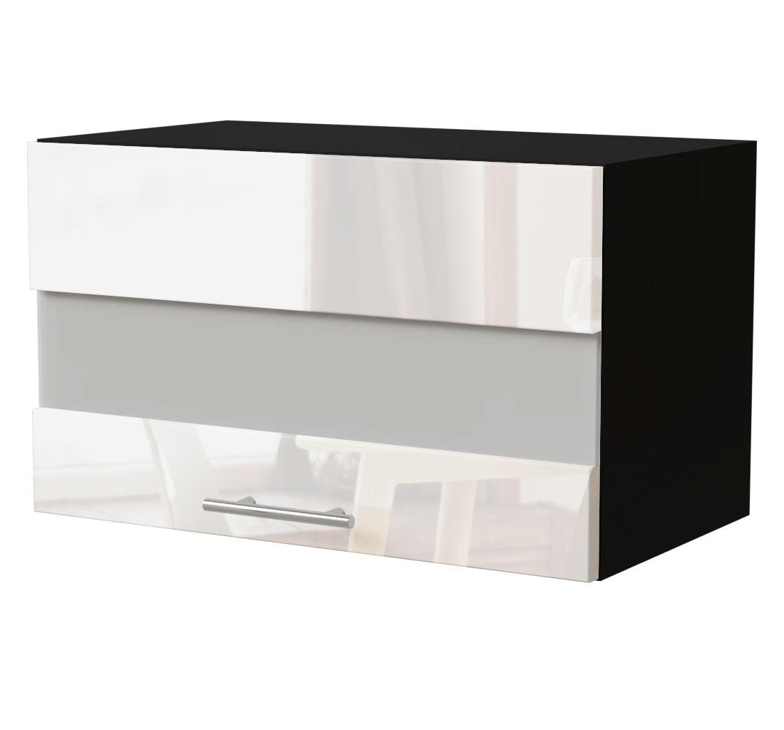 Feldmann-Wohnen Klapphängeschrank Weiß Hochglanz, Schwarz 60x36x32.5 cm