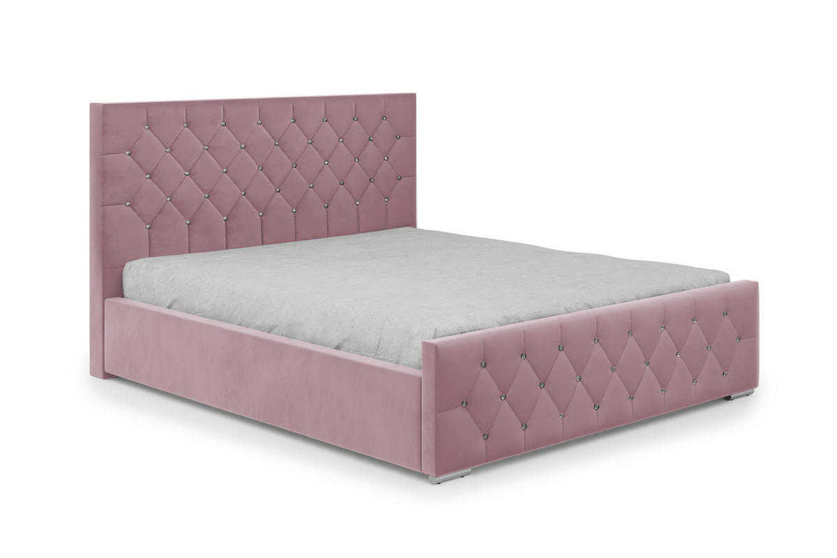 POLSTERBETT Langlebiges Polsterbett Mona I, modernes Design, geräumiger Bettkasten, pflegeleichter Stoff 140x200 cm, rosa - Schwarz/Rosa, Holzwerkstoff/Kunststoff (140/200cm) - DomoHome