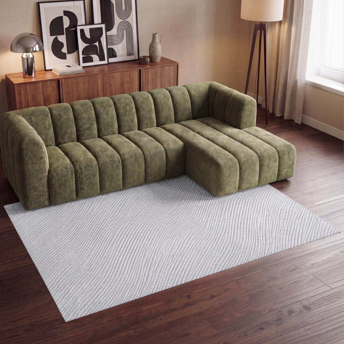 KOBERCE - Vlny - rebrovanie - biele - 230x150 cm - biela, textil/plast (230/0.4cm) - OnlyWow