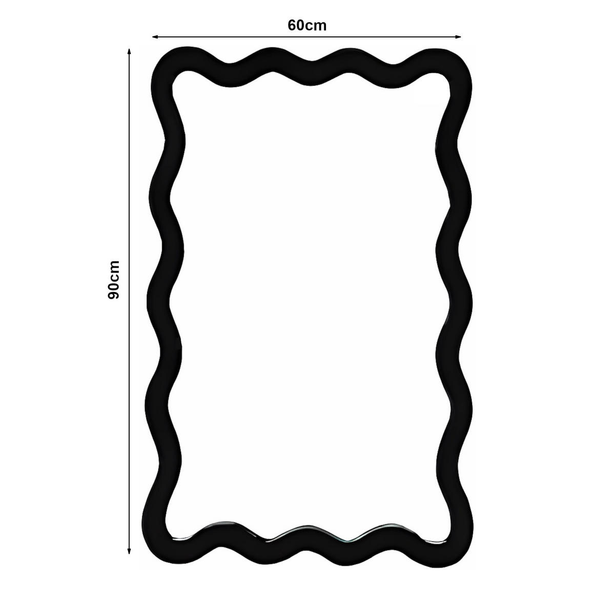 NÁSTĚNNÉ ZRCADLO Koster - černá, kompozitní dřevo/sklo (60/90/60cm) - [en.casa]