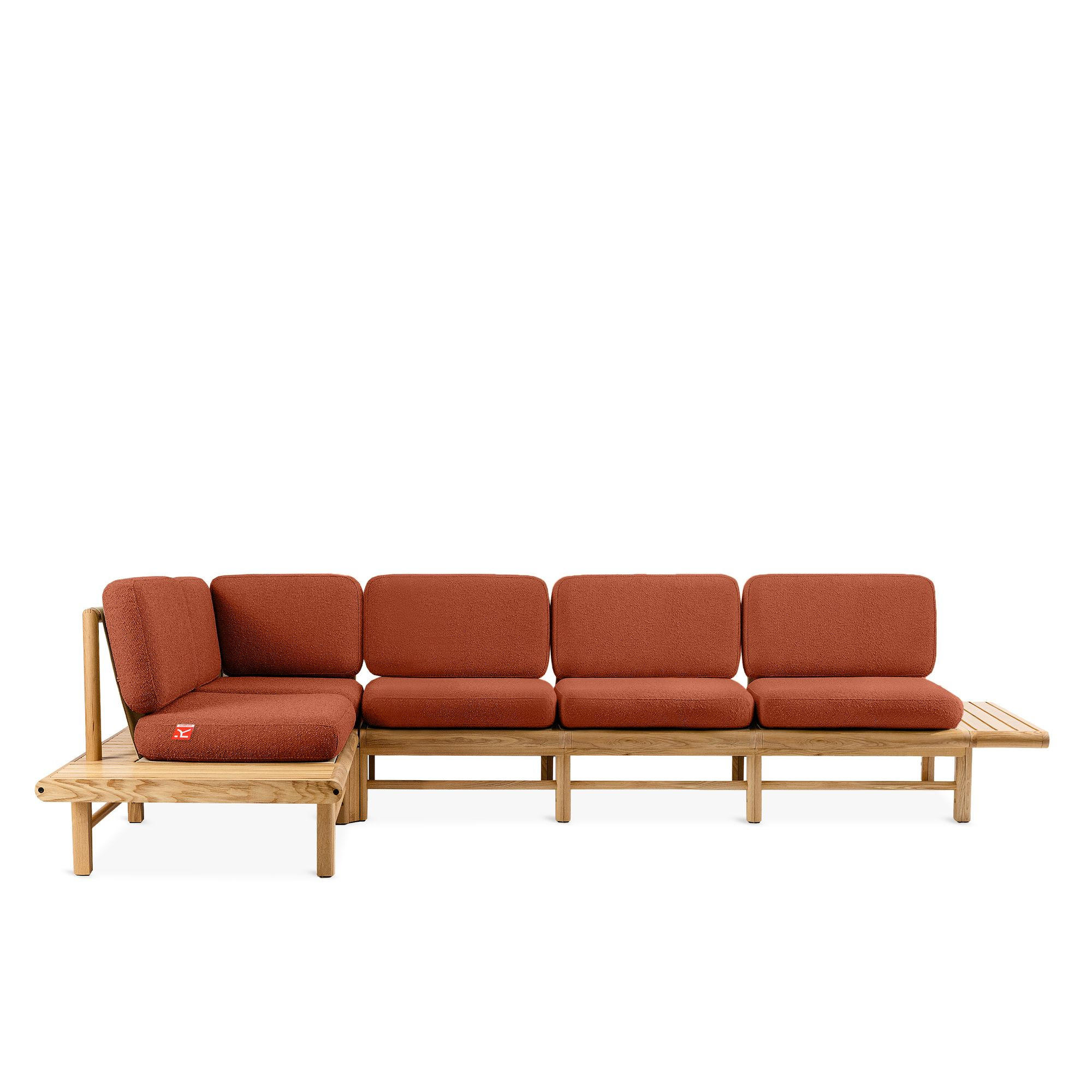 LOUNGESOFA ATREDA links - Orange, Holz/Textil (245/74/245cm) - KONSIMO®