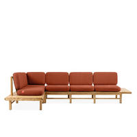 LOUNGESOFA ATREDA links - Orange, Holz/Textil (245/74/245cm) - KONSIMO®