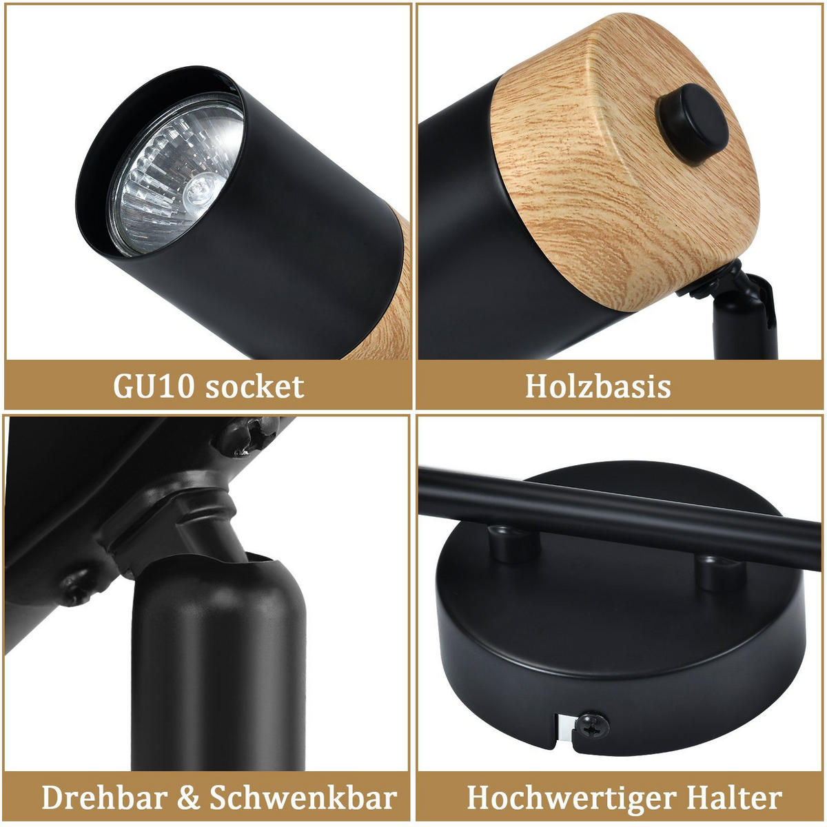 DECKENSTRAHLER Jinbe 30/10/19cm - Schwarz, Metall (30/10/19cm) - ZMH