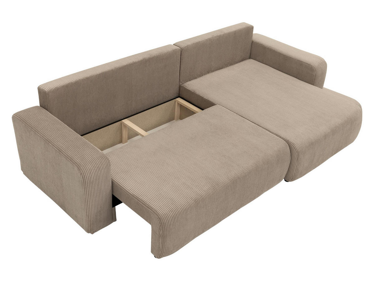 ECKSOFA Piano L Cord - Schwarz/Naturfarben, Holz/Kunststoff (274/145cm) - MIRJAN24