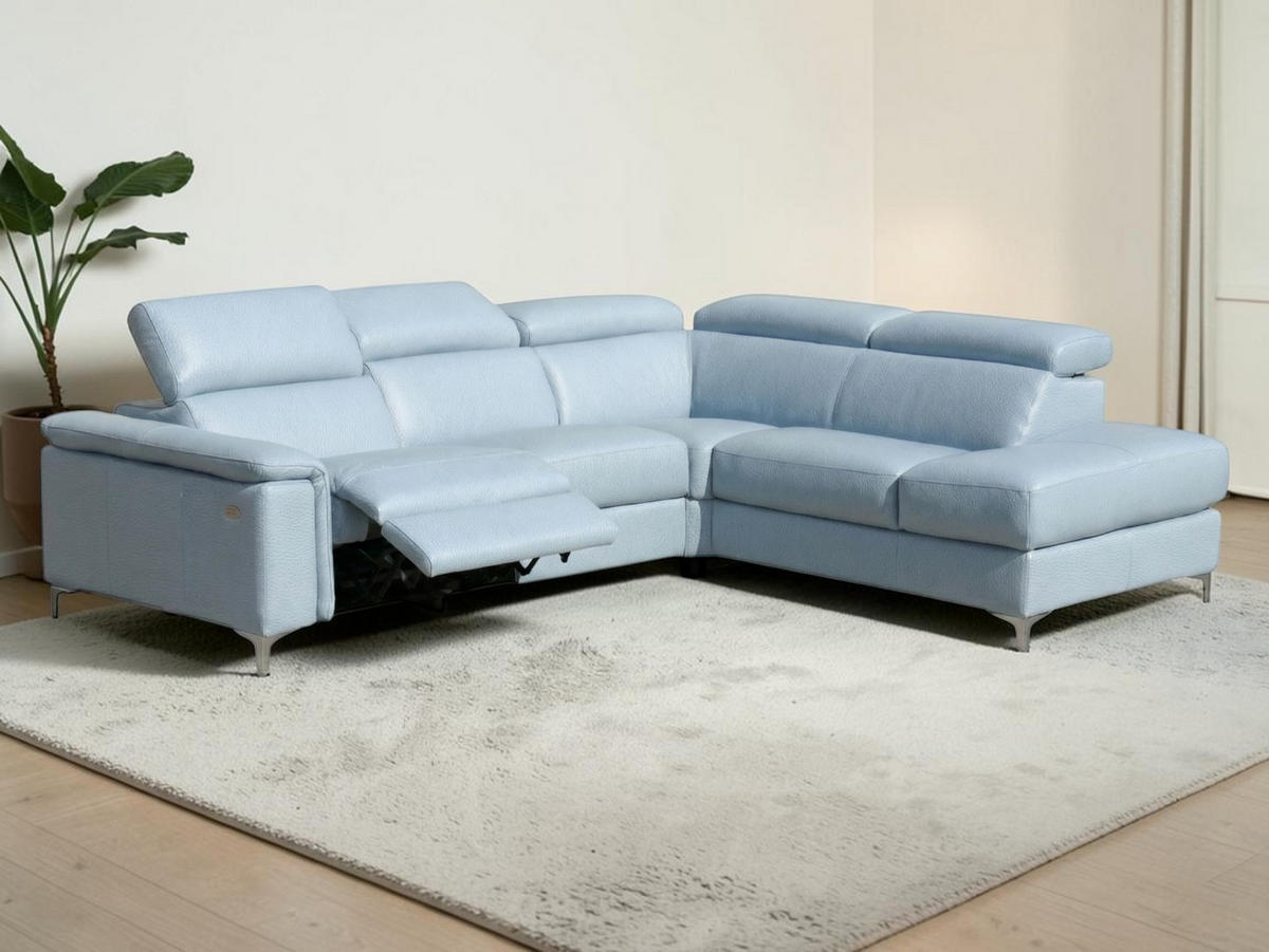ECKSOFA Avenger Echtleder mit 1 x Relaxfunktion Weiß - Weiß, Leder/Metall (271/81/224cm)