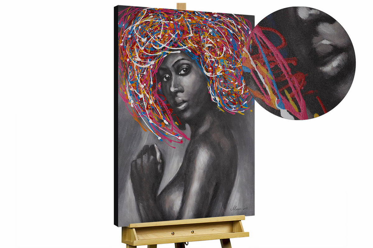 ACRYLBILD HANDGEMALT 60/90 cm - Multicolor/Braun, Holz/Textil (1.4/90cm) - KUNSTLOFT