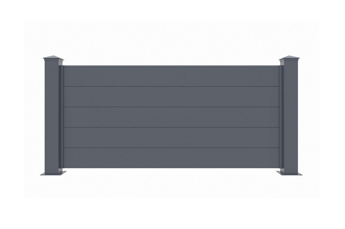 VORGARTENZAUN Niesen grau 1,9m H.90cm aluminium - Grau, Metall (189/89cm) - Casanoov