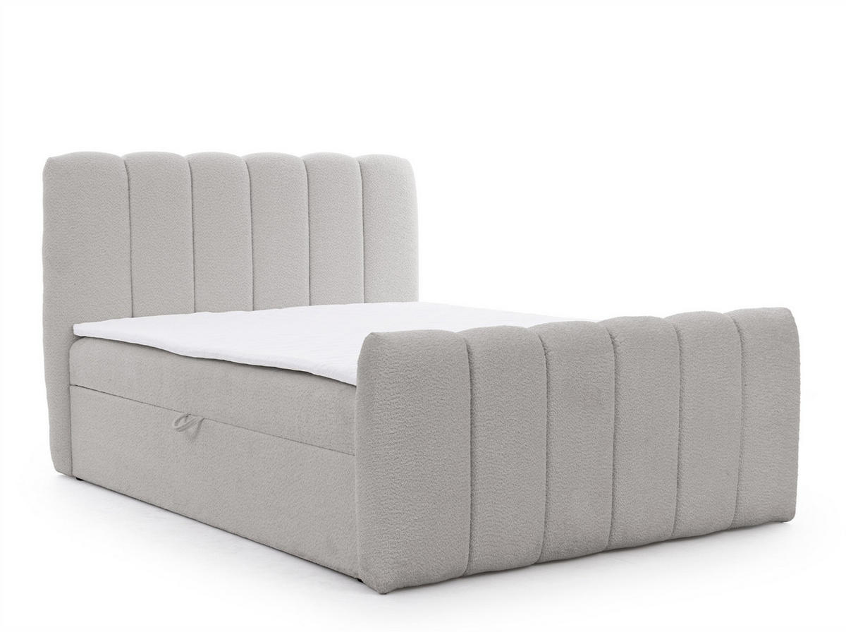 BOXBETT Denis Premium - Hellgrau, Holzwerkstoff/Textil (160/200cm) - Fun Möbel