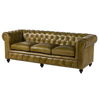 SOFA 3-Sitzer Echtleder 216x82x75 grün CHESTERFIELD #303 - Grün, Leder (216/75/82cm) - Massivmoebel24