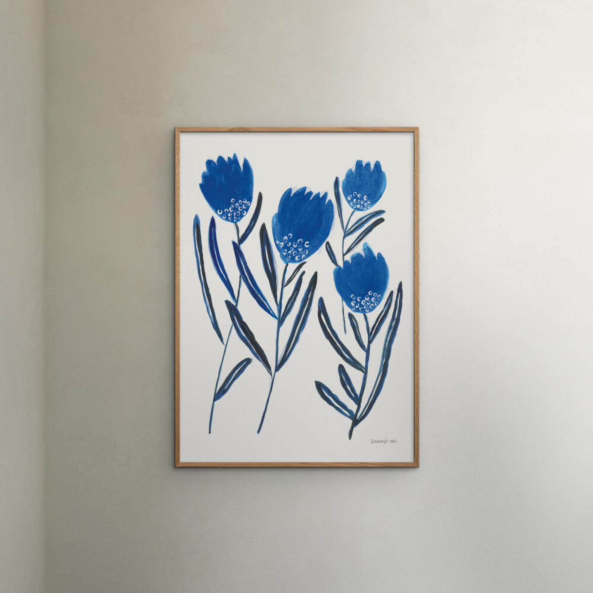 POSTER mit Rahmen Wild Apple - Borrowed and Blue II - Blau/Eichefarben, Holz/Papier (70/100cm) - Poster&Frame