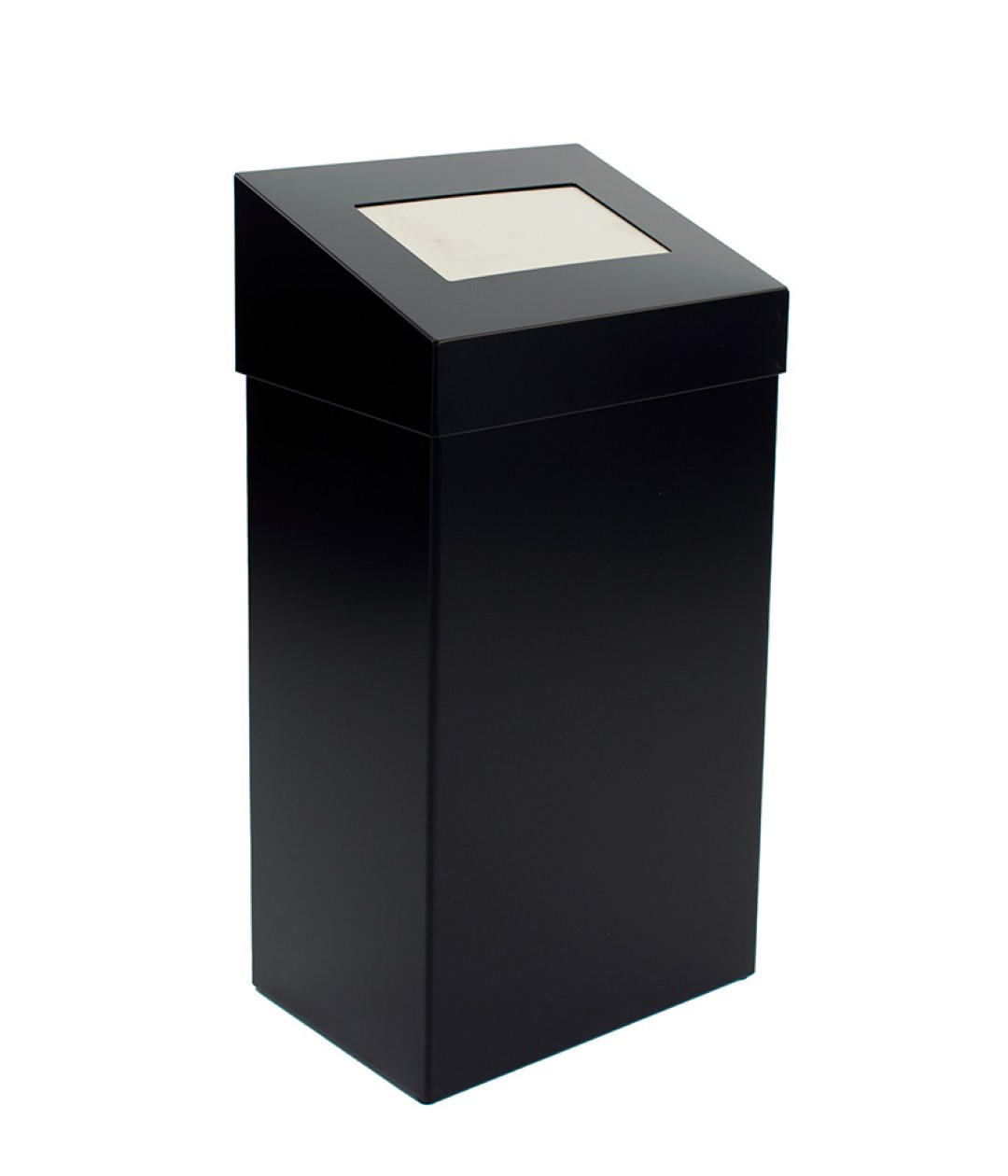 MÜLLEIMER Robuster Mit Pushdeckel 50 Liter 68 x 38 x 25 cm Aluminium Schwarz - Schwarz, Metall (38/68/25cm) - PROREGAL