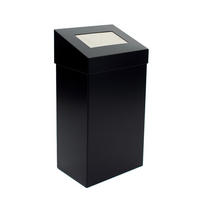 MÜLLEIMER Robuster Mit Pushdeckel 50 Liter 68 x 38 x 25 cm Aluminium Schwarz - Schwarz, Metall (38/68/25cm) - PROREGAL